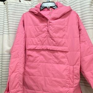 Pink Quilted Pullover Puffer Hoodie